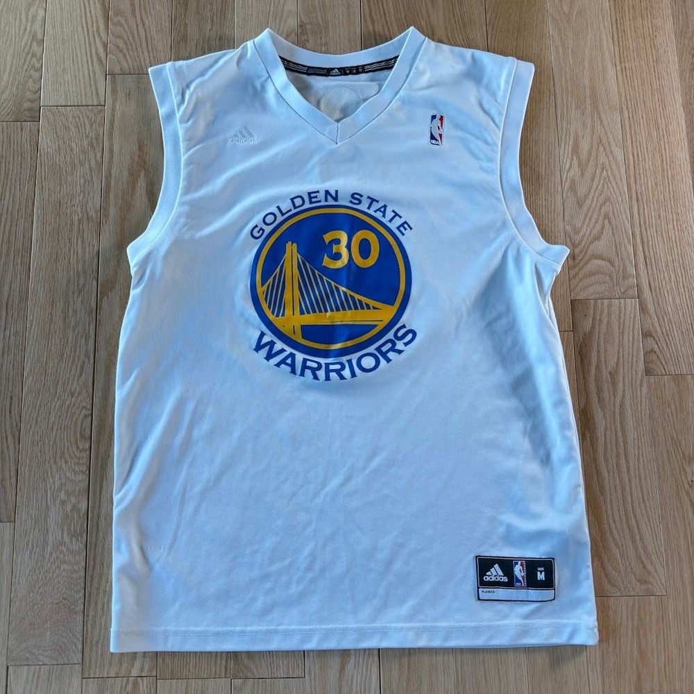 Steph Curry #30 Golden State Warriors Adidas 2012 All White Jersey Mens Medium